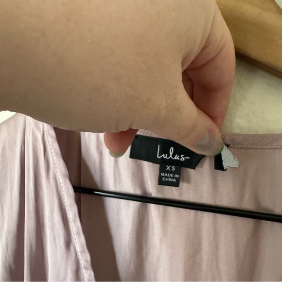 Lulus | Ain't It Grand Mauve Satin Surplice Romper - Picture 4 of 8